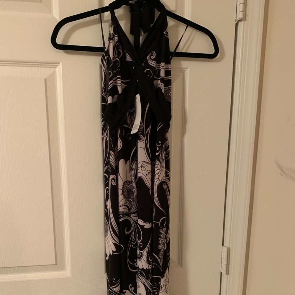 Black and light purple halter dress